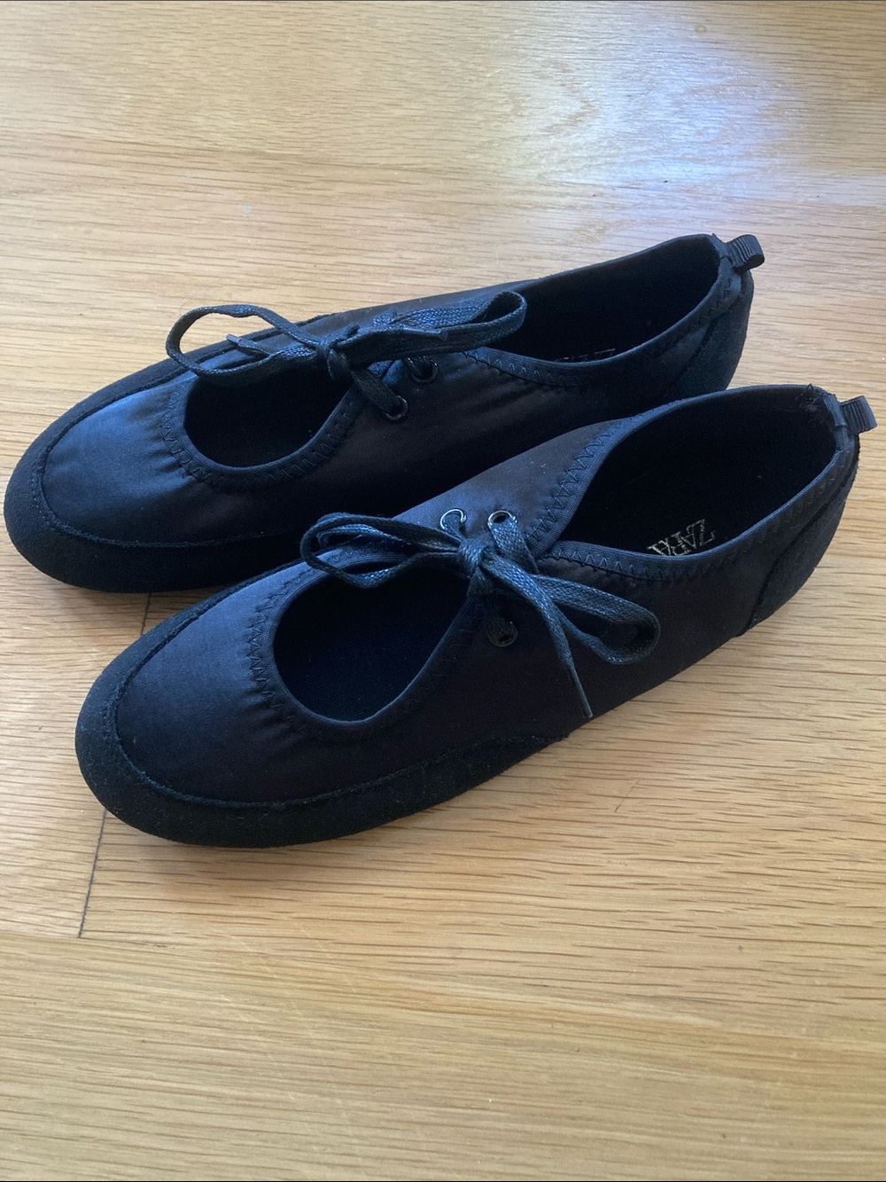 Black satin Lace-Up Zara Ballet Flats size 40